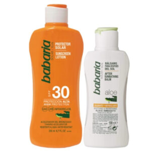 BABARIA BRONC.LECHE FP-30 200 ML. ALOE+AFTER SUN 100ML C/ 6 UDS