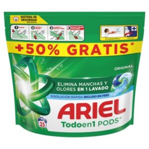 DETER.ARIEL CAPSULAS ORIGINAL TODO EN UN0 35 UDS C/ 3 UDS